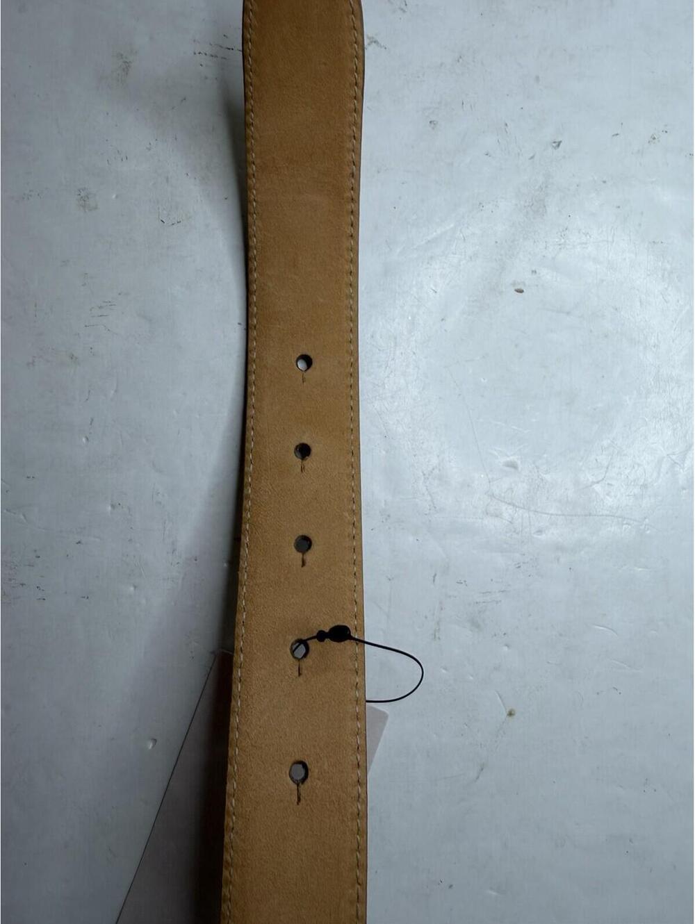 Balenciaga BB Logo Belt Metallic Arena Calfskin Stone Beige 75cm New Tags - Picture 6 of 7
